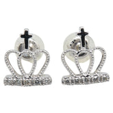 K18WG ホワイトゴールド K14WG ホワイトゴールド ダイヤ0.16ct クラウン 王冠 モチーフ スタッドピアス レディース 【中古】